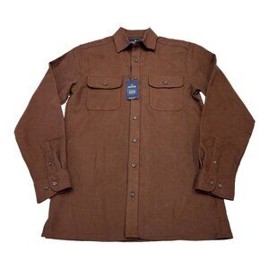 Stafford Shirt Mens S Brown Button Down Fleeced Lined Business Casual Comfort